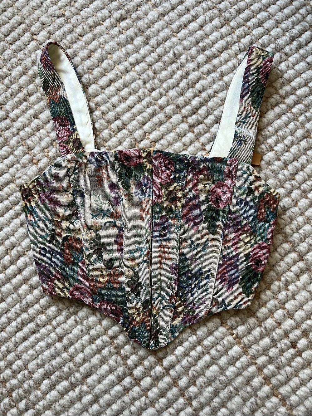 Floral Tapestry Crop Corset Top in Multi Floral